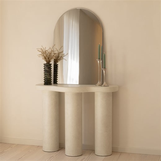 Savanna - Large Concrete Curved Wooden Console Table