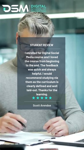 DSM - Digital School of Marketing on Instagram: "Real success starts with the right digital skills. 💻✨ Scott’s experience with the Digital Social Media course shows exactly why so many students choose DSM — clear curriculum, helpful feedback, and practical learning that truly makes a difference. When your education is well-structured and supported, your growth becomes unstoppable. Your digital career begins here. #DigitalSchoolOfMarketing #DSMStudentReview #DigitalMarketingCourse #SocialMediaCo