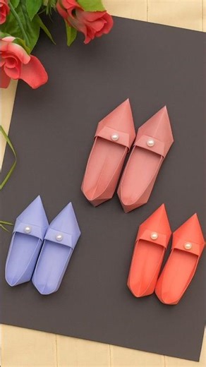 Origami cute paper shoes 👠 | #shorts #crafts #papershoes