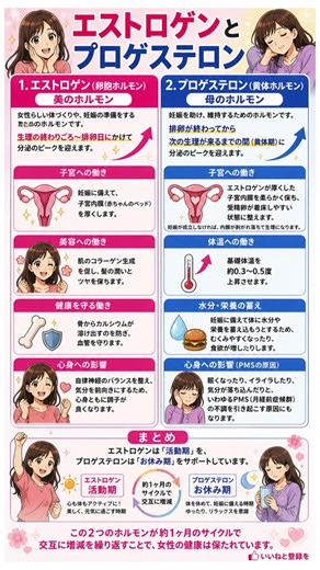 エストロゲンとプロゲステロンの違いとは？女性の心身を支配する2大ホルモンの働き｜美容・健康・PMSの原因まで、1ヶ月のサイクルを正しく知るための教科書
