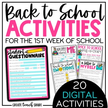 Back to School Activities | Beginning of the Year | Digital Pages Google Slides