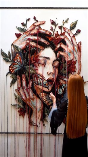 Embroidery on tulle on Instagram: "“Symbiosis” creative progress 🤎"