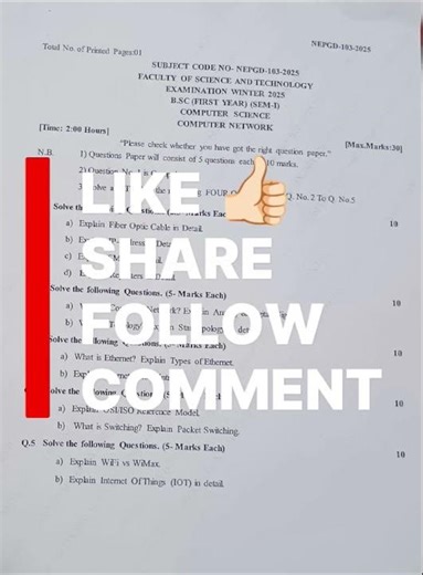 computer network paper #pyq #shortvideo #shorts #computernetwork #bcs #neppaperpattern