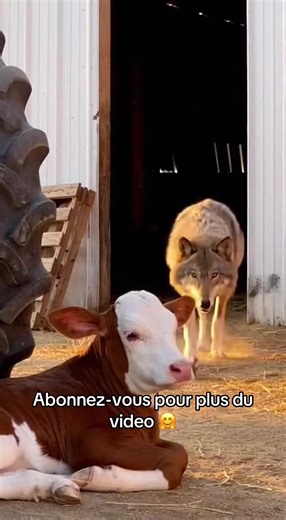 Un Petit Chat de Ferme Défie un Loup pour Sauver un Veau ! Un après-midi paisible à la ferme a failli tourner au drame lorsqu’un loup surgit derrière une remise et attaque un jeune veau allongé près d’un tracteur. Les images montrent le prédateur saisir le veau au cou et tenter de l’entraîner vers les broussailles. Mais contre toute attente, le chat tigré de la ferme intervient. Il bondit avec courage et percute le loup, déclenchant un combat intense dans la poussière. Malgré la différence de ta