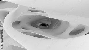 Flight through white abstract surreal organic alien structure in curve wavy bio forms. Seamless looping. 3D Animation. 4k. 3840x2160. Stock Video