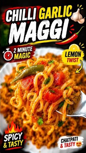 Chilli Garlic Lemon Maggi 🍋🔥 Itni Tasty Ki Baar Baar Banaoge 🤤#maggi #chilligarlicmaggi #shorts