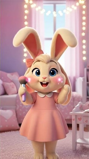 Bella’s Cute Living Room Makeup Try! 💄 Honey Bunny's Beauty Routine & Style Short! #bunny #rabbit