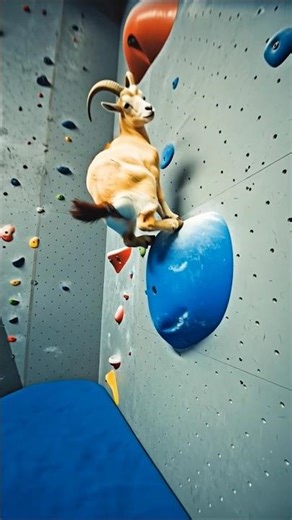 Mountain Goat at Rock Climbing Gym 🐐🧗