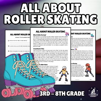 Roller Skating Reading Comprehension | Informational Worksheet | Grades 3 - 8