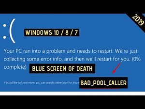 Bad Pool Caller BLUE SCREEN FIXED|2019|WINDOWS 10/8/7.