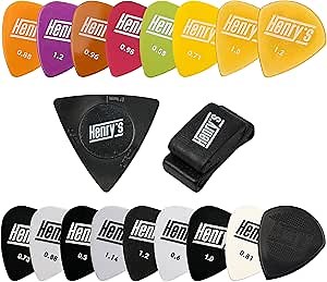 Guitar Picks Variety Pack – Gift Fot Guitar Player Men – Thin Medium Heavy Pics – Different Materials & Styles – Guitar Picks for Acoustic Electric Bass – Pro Sound & Feel – For Every Playing Needs
