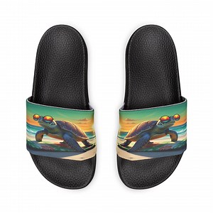 Unisex Tropical Surf Turtle Slides Flip Flops, Custom Printed Sandals - Etsy UK