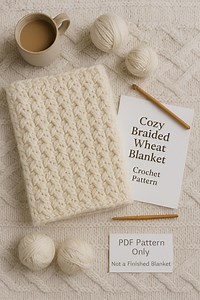Braided Wheat Blanket Crochet Pattern: Easy Cable Texture Throw (PDF Pattern) - Etsy