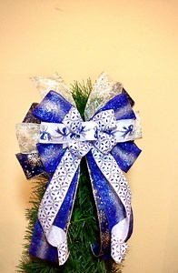 Royal Blue Snowflake Christmas Tree Topper Bow, 12x20” - Etsy Canada
