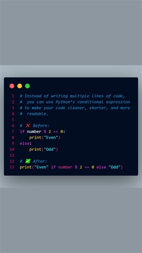 Cleaner Python Code – Even or Odd#python