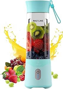 COKUNST Portable Blender, USB Rechargeable Personal Size Blenders, Smoothie Blender with 6 Blades for Protein & Shakes, Mini juicer with Extra Handle Lid for Travel Sports Outgoing, 18oz, Green