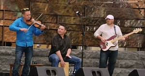 The Gaudry Boys—brothers Dylan, Ryan, and Zachary Gaudry (Métis)—first played music together as children over twenty years ago. As their skills grew, they offered entertainment at retirement homes and hospitals in their hometown of St. Laurent, Manitoba, Canada. As professionals, they have performed at the Canadian Embassy in Washington, D.C., and, this past summer, at the Smithsonian Folklife Festival. Here, in the Potomac Atrium of the Smithsonian’s National Museum of the American Indian, the 