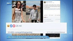 Mãe e filho trocam de roupa em exame de CNH e foto, que seria apenas para registrar o momento, viraliza na internet #SPNoAr • Acompanhe a programação da #RecordTV e não perca seu programa favorito. Acesse r7.com/programacao • Novidades sobre as nossas atrações? Você encontra em r7.com/recordtv. Confira! | RECORD