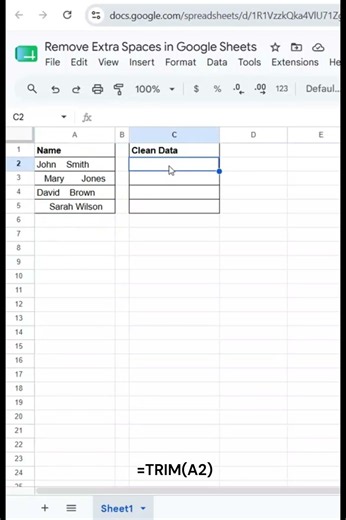 TRIM formula | Clean messy data in seconds with the TRIM formula in Google Sheets
