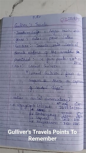 Gulliver's Travels Important points for objective type of questions