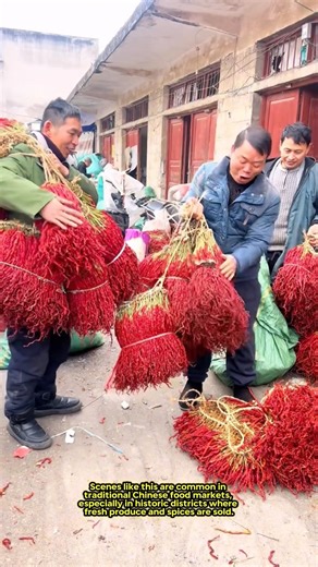 Chinese Red Chili Peppers at a Local Market
