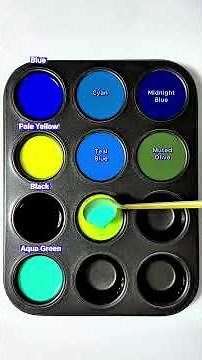 Create 8 beautiful colors from 4 colors Blue, Pale Yellow, Black and Aqua Green #colormixing