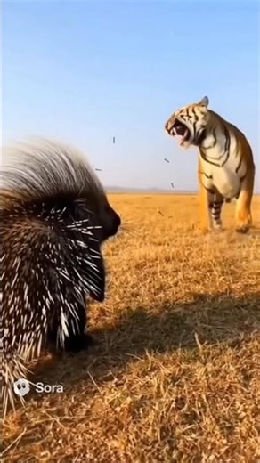 Porcupine vs Tiger ⚡ Ultimate Savannah Standoff #wildlife #animals
