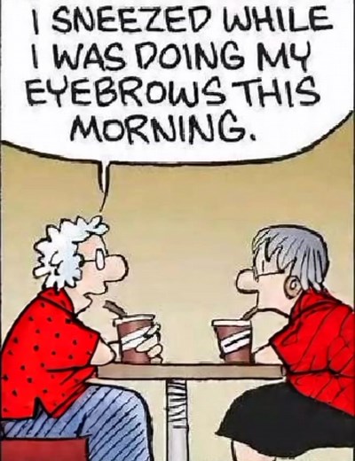 The woman's eyebrows are now shaped like angry slashes due to a sneeze, leading her to joke about having a new superpower that makes people think she's mad. #comiclife #fblifestyle | Comic Life