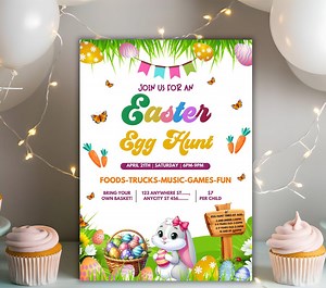 Editable Easter Egg Hunt Flyer Template, Printable Easter Egg Hunt Invitation for PTO, Church Community Fundraiser, Easter Fundraiser Flyer - Etsy UK
