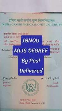 IGNOU Degree By Post #MLIS Master of Library and information science #Degree #IGNOU #convocation