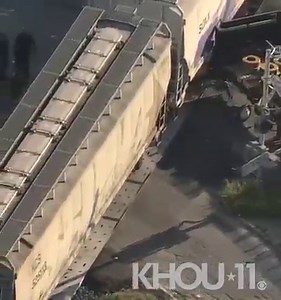 AIR 11 UPDATE: A big rig driver was killed in this wreck with a train in the Huffman area early this morning, Sheriff Ed Gonzalez confirms. READ MORE: https://www.khou.com/article/news/local/huffman-train-crash-wednesday-morning/285-9fc95ea5-210f-4258-a29e-f40e210a6f60 | KHOU 11 News