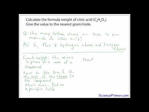 Example calculation of formula weight