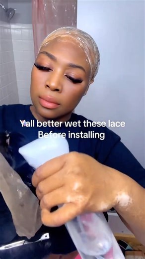 How to get a flawless wig install 🌬️🎸do not put lace on dry.yeah thank me later. #wiginstall