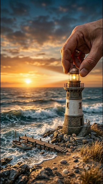 Tiny Lighthouse Construction Timelapse | Building a Miniature Coastal Lighthouse from Scratch! 🏝️⚓