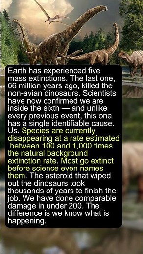 We Are Living Through Earth's Sixth Mass Extinction #animal #shorts