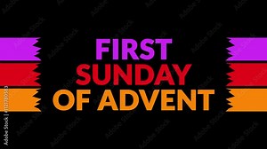 First Sunday of Advent In and Out text from split line animation on a black background. Which is observed every year in December to celebrate First Sunday of Advent Stock Video