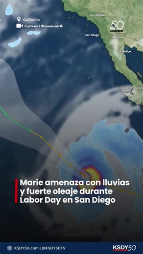 🔴 Huracán Marie amenaza con lluvias y fuerte oleaje durante Labor Day en San Diego. 📺 No te pierdas de los noticieros KSDY Canal 50 de lunes a viernes a las 7pm y 11pm PST. 🔴 Visita ksdy50.com para más información. #Clima #HuracánMarie #SanDiego #LaborDay #KSDYnoticias #KSDYcanal50