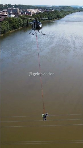 Helicopter Power Line Crew in Action