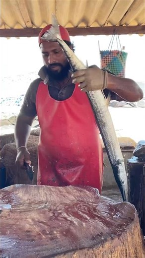 Unbelievable Garfish Cutting Skills! 😲 Expert Slices Long Needlefish Just in 40 Secs #shortsfeed