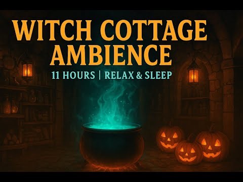 Relaxing Witch Cottage Ambience | Bubbling Cauldron, Lantern Light & Cozy Gothic Atmosphere (11:11)