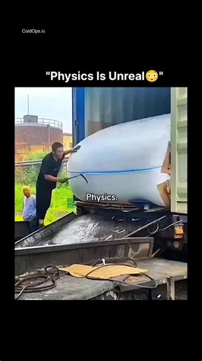 ColdOps.io on Instagram: "The video depicts a laborer in an outdoor industrial setting using a pry bar to unload a voluminous flexible intermediate bulk container—likely filled with bulk goods such as cement, fertilizers, or industrial powders—from the rear of a shipping container truck, where the bag's immense weight and pliability create an optical illusion of near-weightlessness as it slides down the ramp with minimal apparent effort, illustrating principles of friction, momentum, and materia