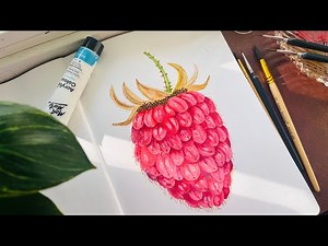 Detailed panting of raspberry fruit in watercolour | ColourwithmeNeethu