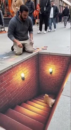 Amazing 3D Art Prank on a Cat!