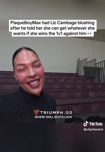 PlaqueBoyMax had Liz Cambage blushing after he told her she can get whatever she wants if she wins the 1v1 against him 👀 @plaqueboymax #plaqueboymax #lizcambage