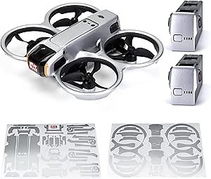 WRAPGRADE Skin Stickers Compatible with DJI Avata 2 (Airforce Silver)