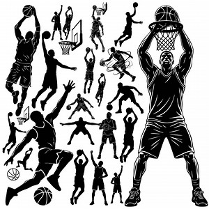 Basketball Player Man Svg Png Silhouette Bundle, Png, Basketball Logo Silhouette (digital Download) - Etsy