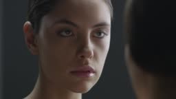 Two female models in the studio. Fashion Video. Slow Motion. 4K 30fps...