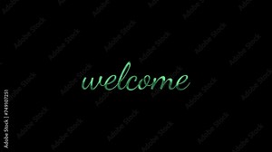 Animated closeup welcome sign on transparent background, perfect for event invitations, business websites, office decor, and social media posts.