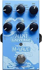 Guitar Reverb Pedal, MINI-UNIVERSE Digital Reverb Guitar Effects Pedal with 9 Reverb Modes, True Bypass, Dual Power, Compact Guitar Pedal for Electric Guitar & Bass