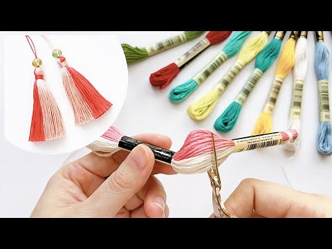 Easy! How to make two-color tassels - Embroidery Thread [ Easy DIY ]
